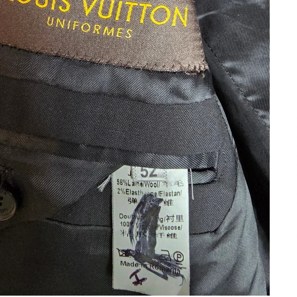 Louis Vuitton Uniforms Men's Suit Jacket Wool Stretch‎ Black Blazer Sport 52 Reg